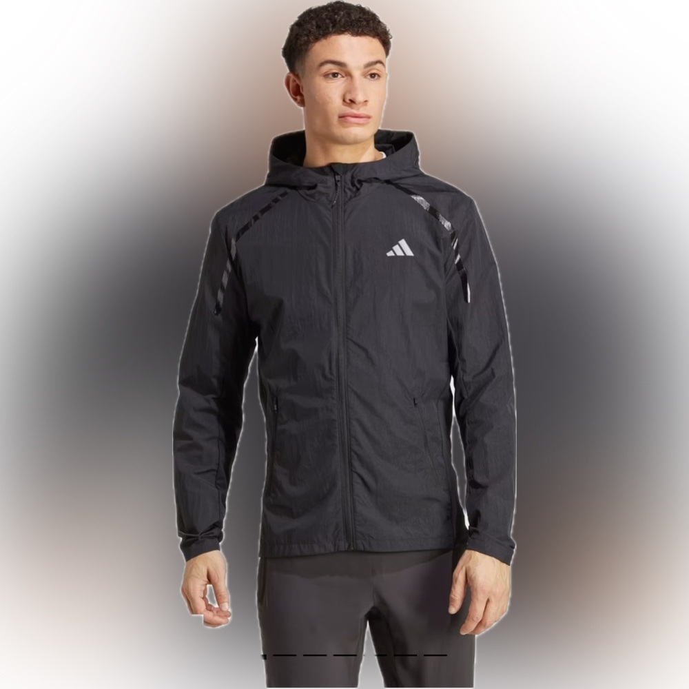 Adidas Men's Black Windbreaker Jacket